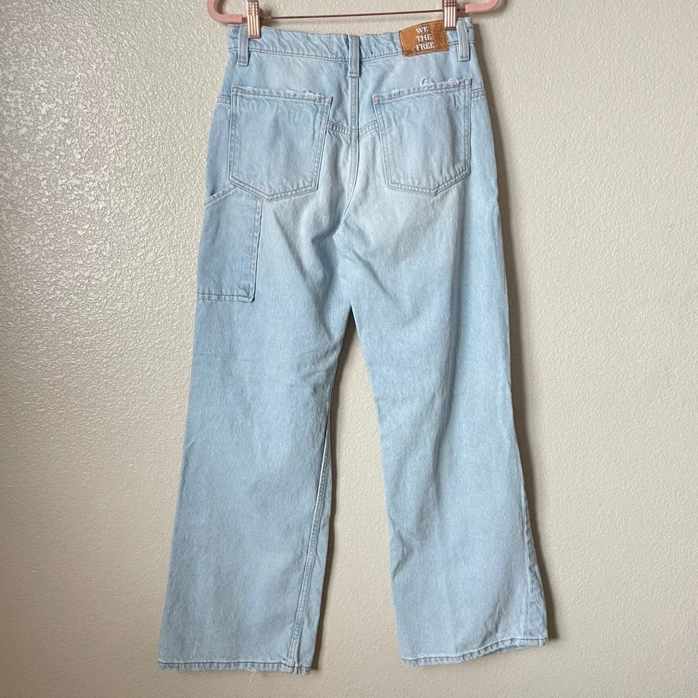 Free People Jeans 26S Tinsley Baggy Distressed Wide Leg Denim Cotton We The Free